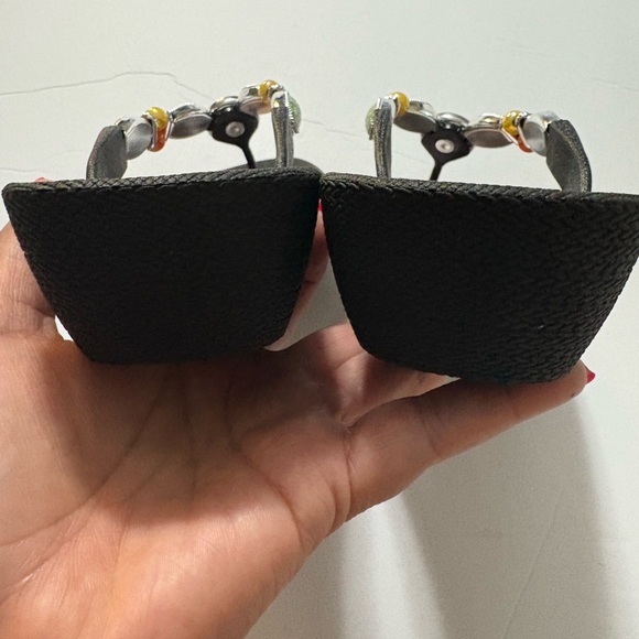 Multicolor Faux Stone Embellished Sandals with Thong Strap. Versatile sandal. - Picture 11 of 12